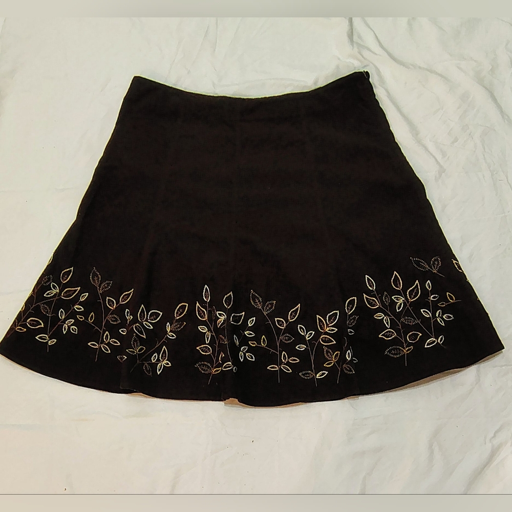 Jones New York Brown‎ Embellished A-Line Mini Skirt